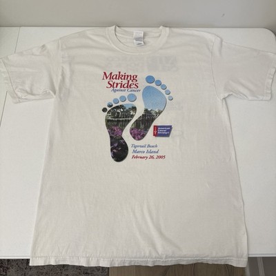 American Cancer Society Making Strides Against Cancer 05 White Tee L Marco Islan