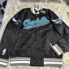 NWT Men’s Pro Standard CHARLOTTE HORNETS SCRIPT TAIL SATIN JACKET XL Black READ
