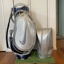 Nike enamel silver/navy cart bag golf carry caddy bag rare japan used