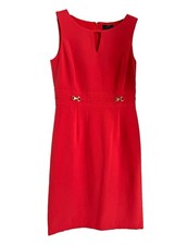 Tahari Arthur S. Levine Sheath Dress Womens 6 Red Sleeveless Round Neck Lined
