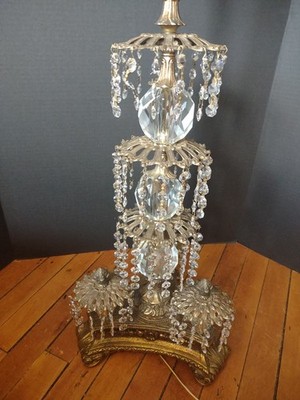 L&L Loevsky Lamp Hollywood Regency Prisms Gilded RARE Dazzling Rainbows Gold 40''