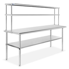 Stainless Steel Commercial Kitchen Prep Table with Double Overshelf- 30" x 72"