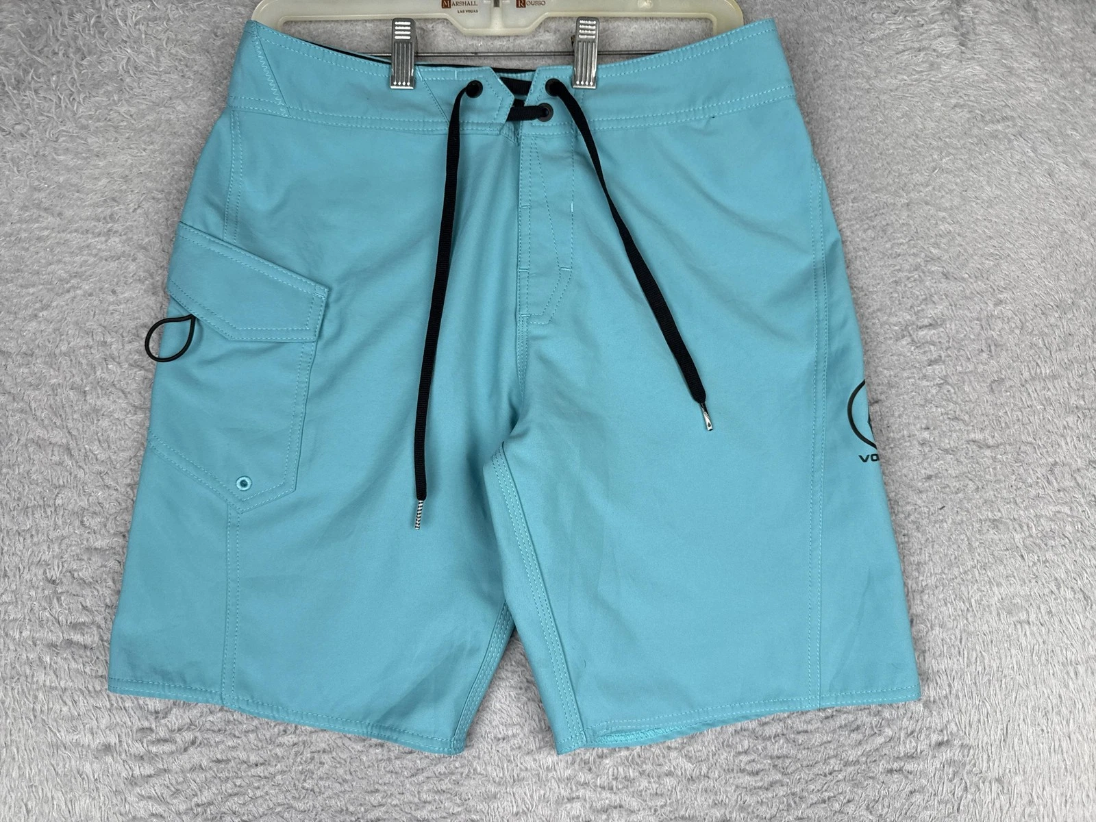 Volcom Cargo Shorts Mens 29 Blue Microfiber 9 Inseam Swim Quick Dry Boardshort