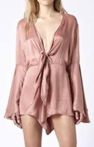 SHEIKE sz XS 6 Rose Pink ASHLEY RUFFLE PLAYSUIT Cocktail Party Bell Sleeve #Q