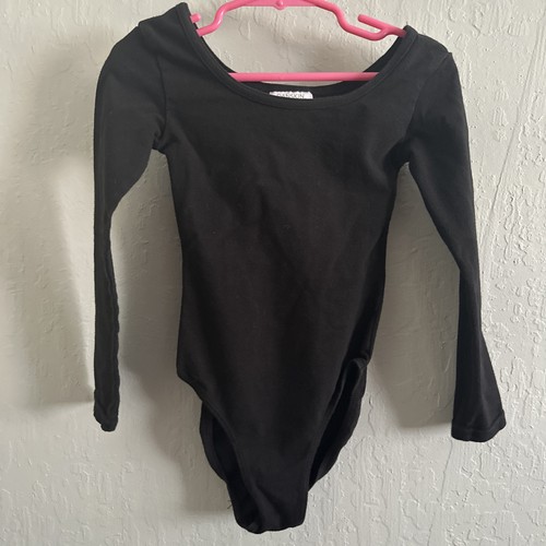 Danskin Now Black Long Sleeve Leotard Bodysuit XS 4-5