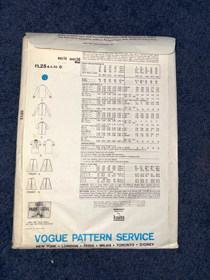 Vogue Paris Original pattern No. 2838. Christian Dior.   Size14/ bust 36 - 1973 - Image 3 of 4