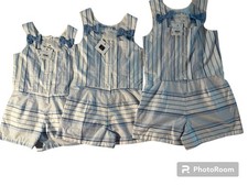 THREE NWT Janie  Jack One Piece Romper Blue White Stripe Bows SZ's 5, 7  10