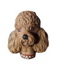 French Poodle Brown Chalkware Wall Hanging Aged to Perfection With Tan Collar