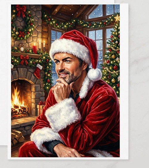 George Michael - Christmas Card - xmas Card Art funny - CHOOSE SIZE