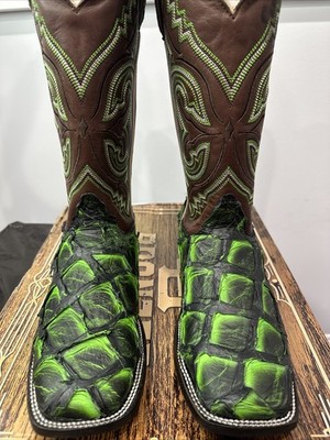 Bronzer Pirarucu Exotic Boots Green Black Men display picture 2