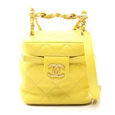 Chanel Matelasse Leather Shoulder Bag Women Yellow One Size 679562