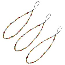 3pcs Beaded Phone Charm Lanyards Cute Cellphone Chain String Wrist Strap