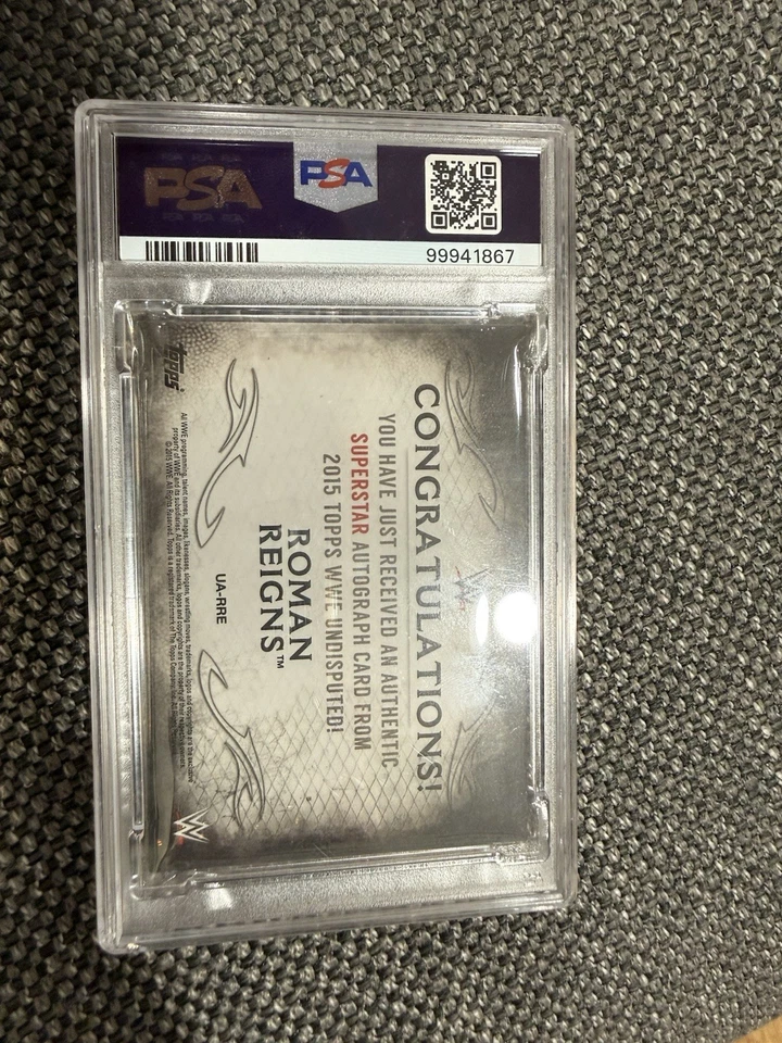 2015 TOPPS WWE UNDISPUTED ROMAN REIGNS #UARRE TRIBAL CHIEF ON CARD AUTO PSA 9 - Image 2 of 2