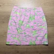 Vintage 90s Lilly Pulitzer Sea Monkey Scuba Monkey Pencil Mini Skirt SZ 4 Preppy