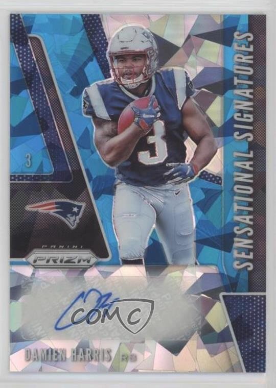 Damien Harris Panini Prizm Sensational Signatures #SEDAH Blue Ice