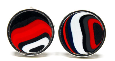 Fordite Cufflinks - 16mm - Silver Colored Titanium - 2 mm Thick  (C-283)