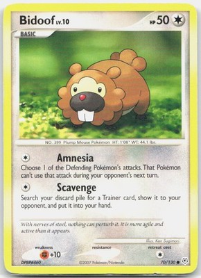 Bidoof 70/130 Common Diamond & Pearl Pokemon Heavily Played