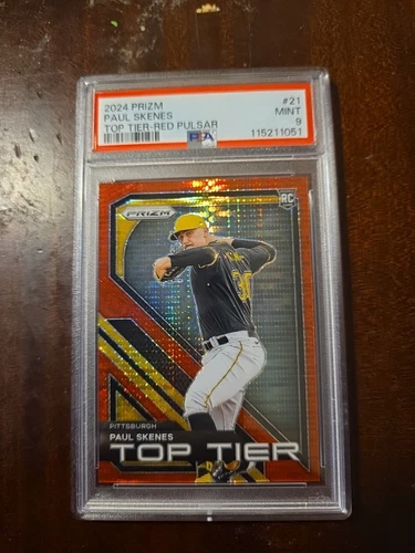 Paul Skenes (RC) /399 PSA 9 Red Pulsar Top Tier SSP 2024 Panini Prizm Pirates RC