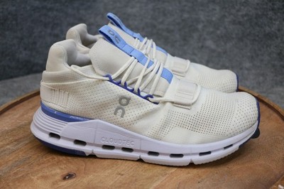 On Cloudnova Womens Size 7.5 White Blue CloudTec Running Sneakers Athletic Shoes