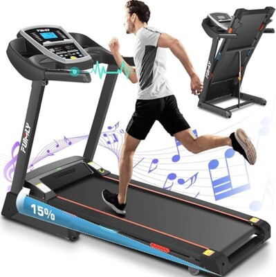 Folding Walking Pad Running Treadmill Machine with Built-in Speaker&LCD Display~