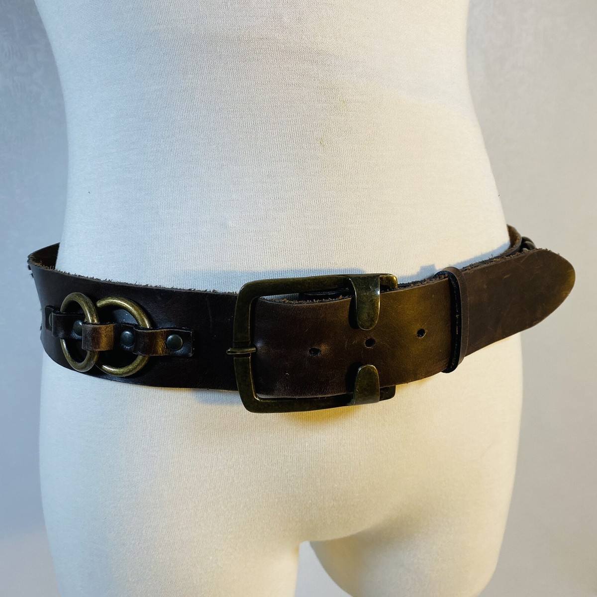 Marc Bernstein Handcrafted Brown Leather Belt S/M Western  display picture 1