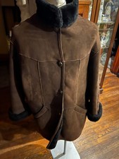 Womans Shearling Brown Leather  Jacket Vintage Usa Size S