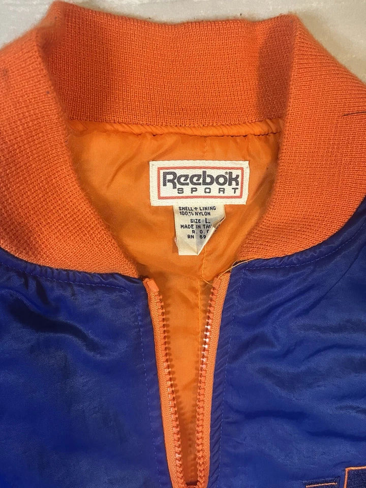 Vintage REEBOK Sport Blue Orange VARSITY BOMBER Nylon Jacket Embroidered Size L - Image 4 of 4
