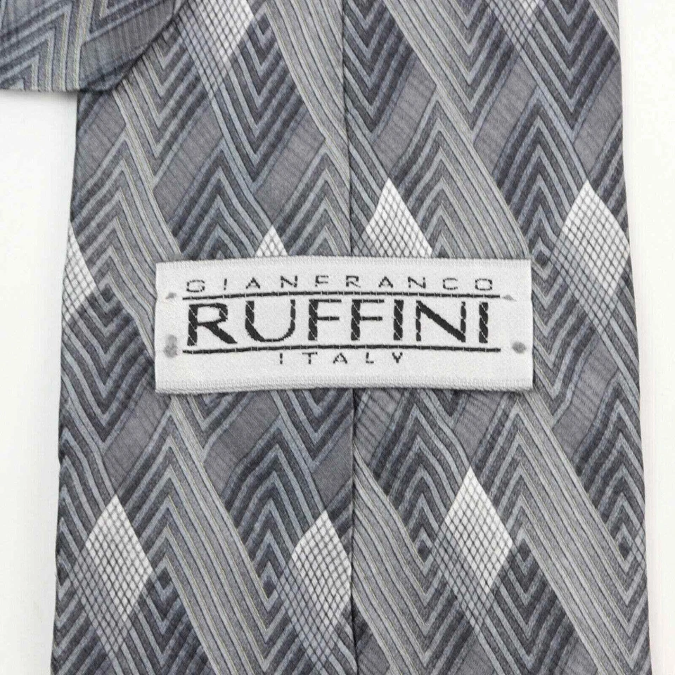 Corbata Gianfranco Ruffini Tonos de Gris 100% Seda Abstracta Clásica Foto 3 de 4