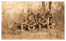 postcard Military Squad 7 Company 13 New England c1907-1915 RPPC A0828