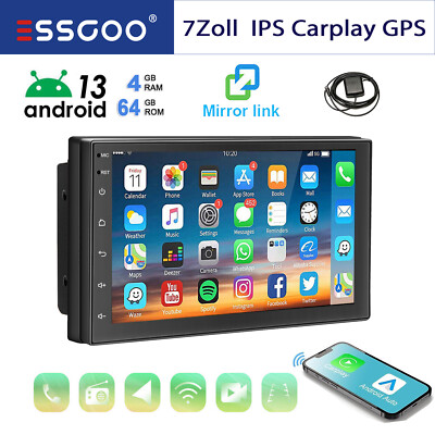 7'' Doppel DIN 4GB+64GB Android 13 Autoradio Carplay IPS Bluetooth RDS GPS NAV