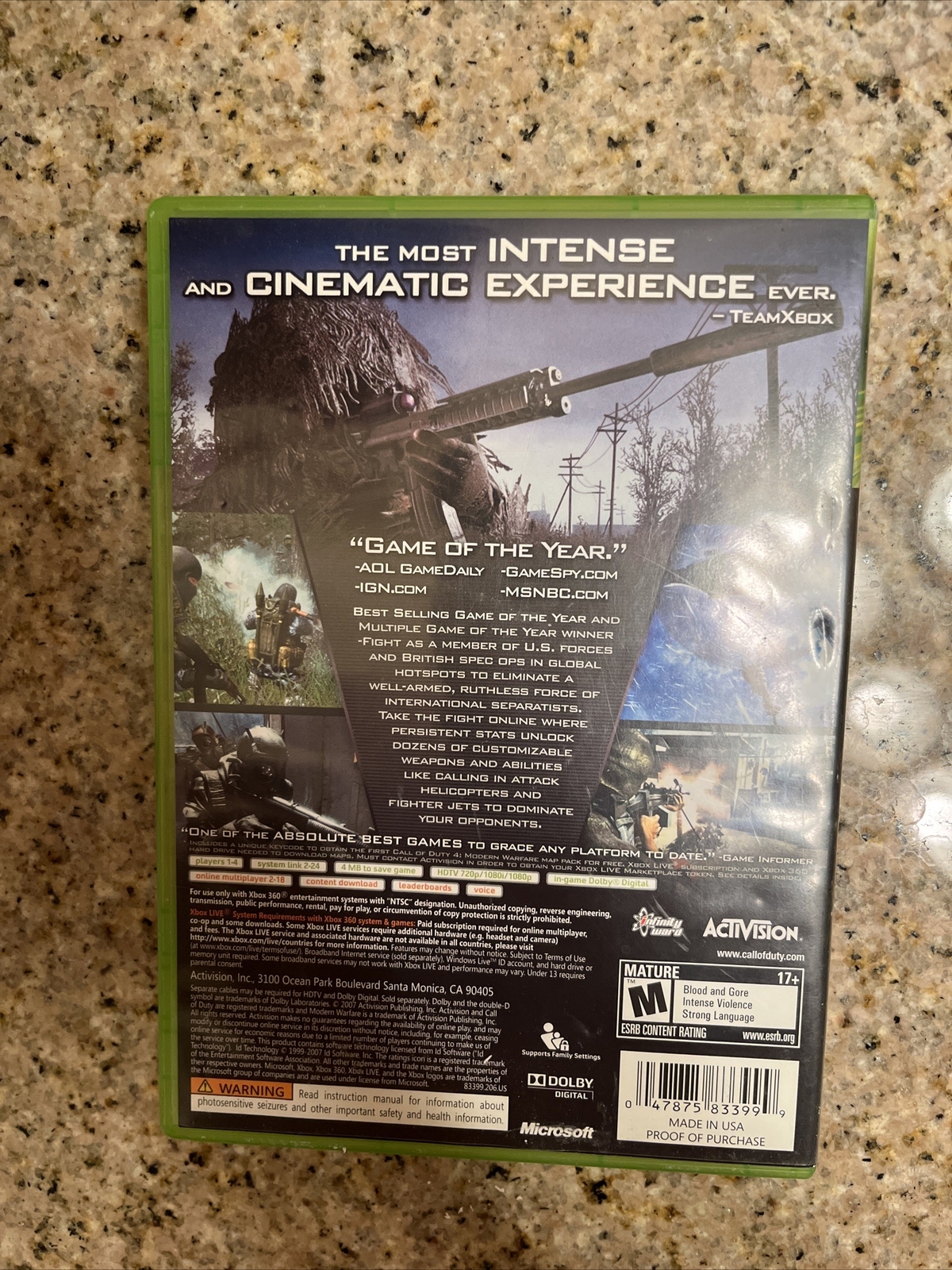 Xbox 360 Call Of Duty 4 Modern Warfare Game Of The Year Edition Has Manual Works eBay