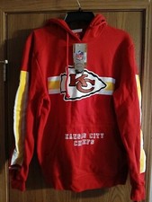 Size S MITCHELL  NESS NFL BASIC LOGO PULL OVER KC Chiefs HOODIE SCREEN PRINT