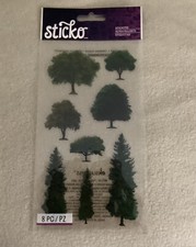 Scrapbooking Stickers Crafts Trees Green Leaves Different Trees New