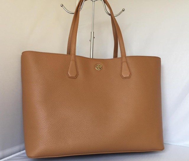 Authentic Tory Burch Brody Tote Handbag Purse 49122 Bark Brown Auth 395 Nwt Tory Burch Brody Pebbled Leather Tote Shoulder Bag In Bark