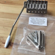 Vintage 80s Flathead Saddle 54mm Strat Tremolo Bridge Medium Block Relic #1