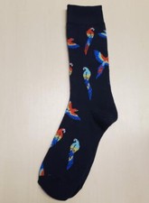 Navy Blue Colorful Parrot Socks Novelty Unisex Crazy Fun SF1278
