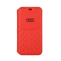Audi Iphone 12 Pro Max Q8 Serie Genuine Leather Ledertasche Book Case Rot