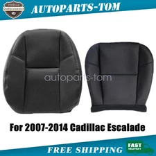 Driver Bottom & Top Leather Seat Cover Ebony Black For 07-14 Cadillac Escalade