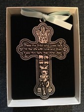 NEW baby gift Camco silver embossed cross for baby boy  Bless This Child  