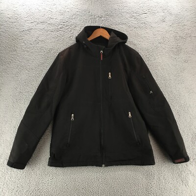 Guess Hoodie Zip Up Jacket Mens Large L Black Zipped Pockets Long Sleeve Casual