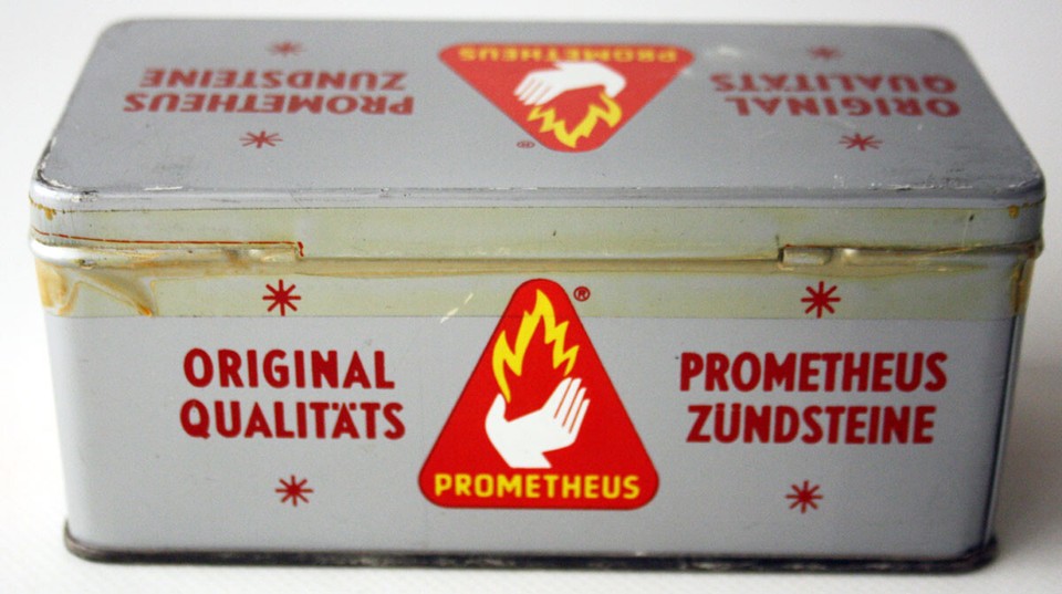VINTAGE 60'S ORIGINAL PROMETHEUS LIGHTER FLINTS GERMANY NEW SEALED TIN ...