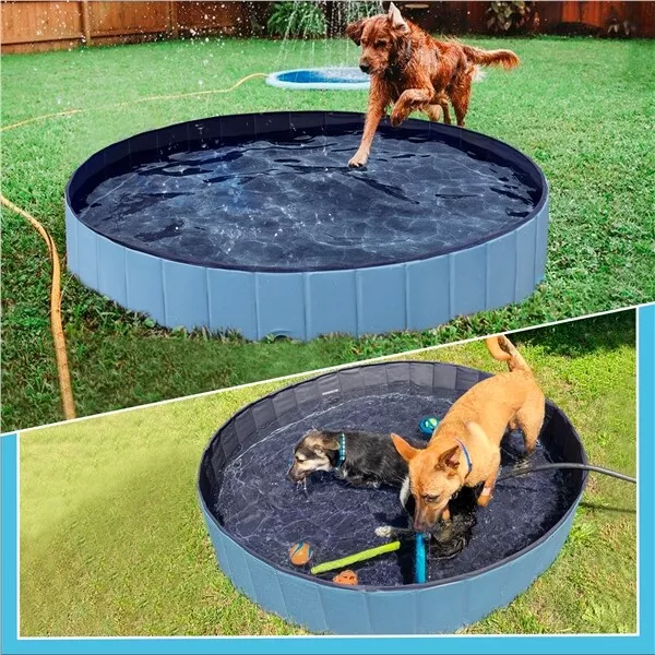 Dog Paddling Pool Foldable Pet Pool PVC Dog Bath Tub Kids Shower Indoor Outdoor