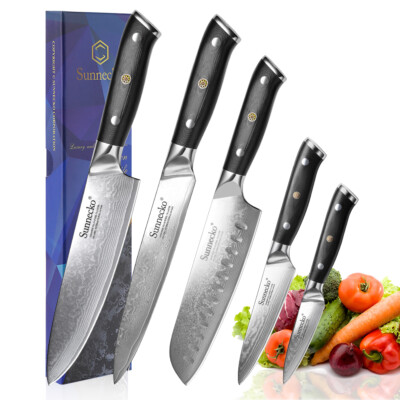 1-5PCS/Set Damascus Chef's Knives Precision Kitchen Tools for Vegetables Meat