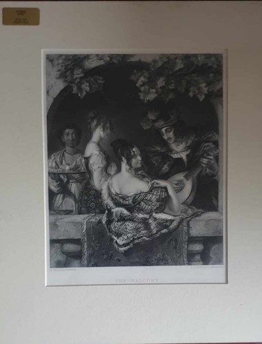 THE BALCONY BY W ETTY - J C Armytage Engraver - Print Mounted