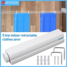 PULLOUT RETRACTABLE CLOTHES AIRER WASHING LINE 5 LINE LAUNDRY DRYER WALL MOUNTED