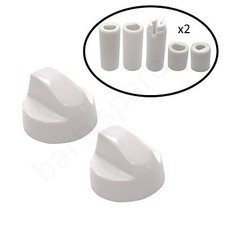 Two UNIVERSAL for HOTPOINT Cooker Oven Hob White Control Knob & Ten Adapters 