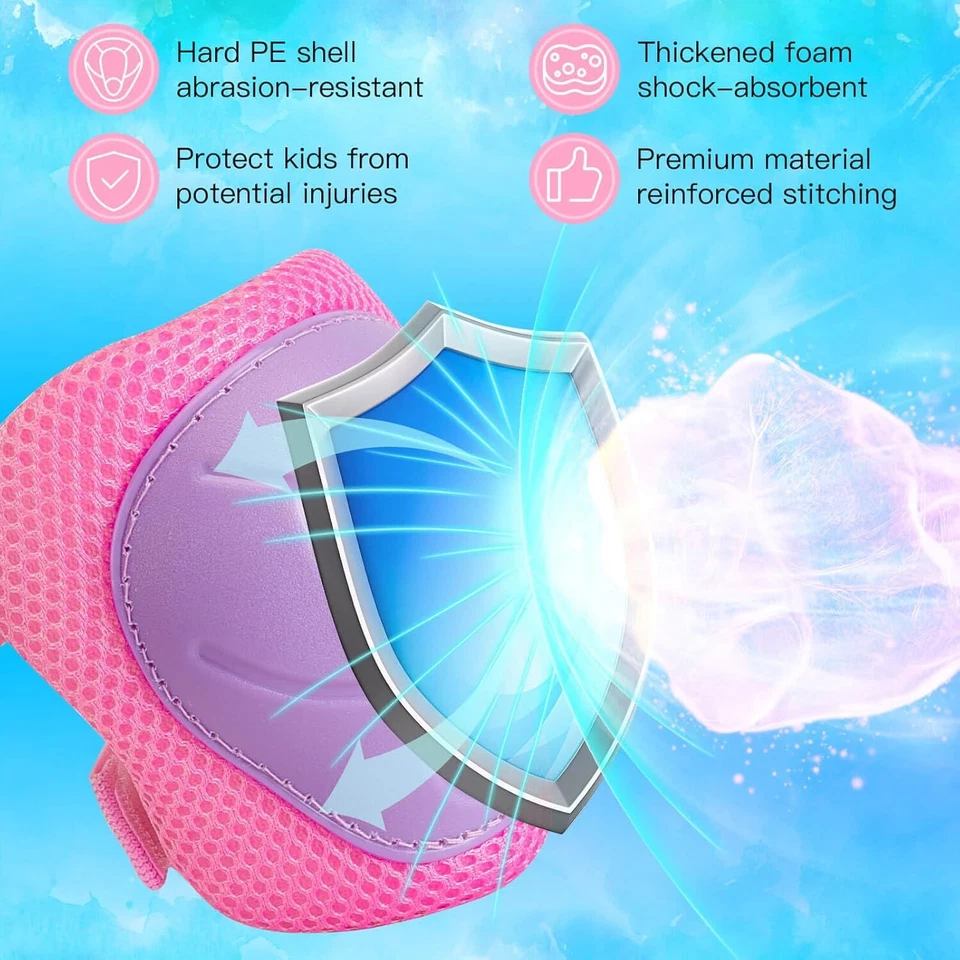 Kids Knee Elbow Wrist Guards 3-in-1 Set for Skating, Cycling, Scooter — 第 2/4 张图片