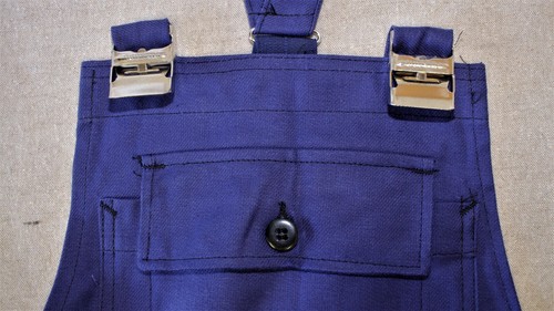 FRENCH VINTAGE 60s New Work Chore Cotton Twill Indigo Bib Overalls Dungarees W32 - Picture 6 of 8