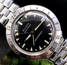Vintage ACCUTRON "Astronaut" 1960's GMT Men's Watch W/ Rare Bullet Bracelet !!