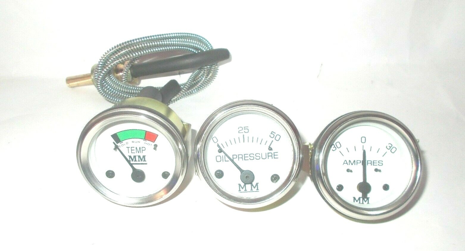 Minneapolis Moline Tractor Temperature Oil Pressure Ammeter Gauge Kit chrome
